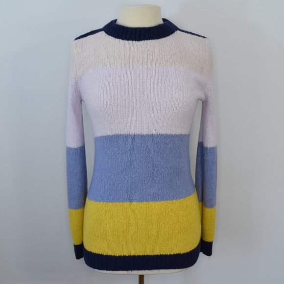 Treasure & Bond Color Block Stripe Oversized Womens Sweaters Pink Blue Yellow XS - Picture 12 of 12